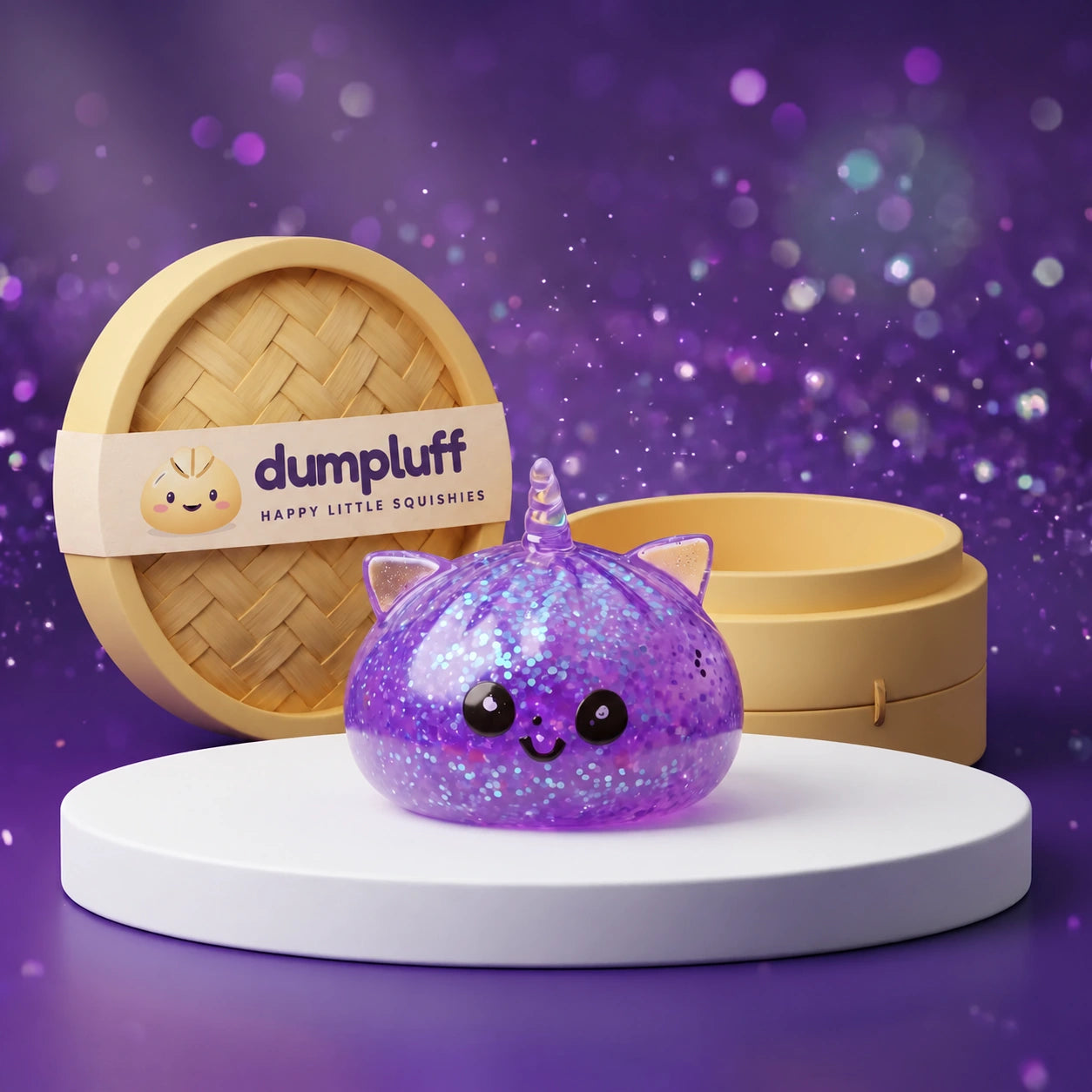 Mystic Purple Unicorn Glitter Dumpling Squishy
