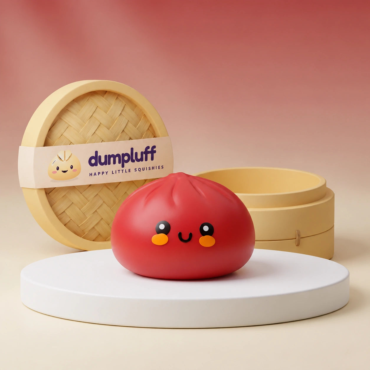 Fluffy Red Dumpling Squishy Bun