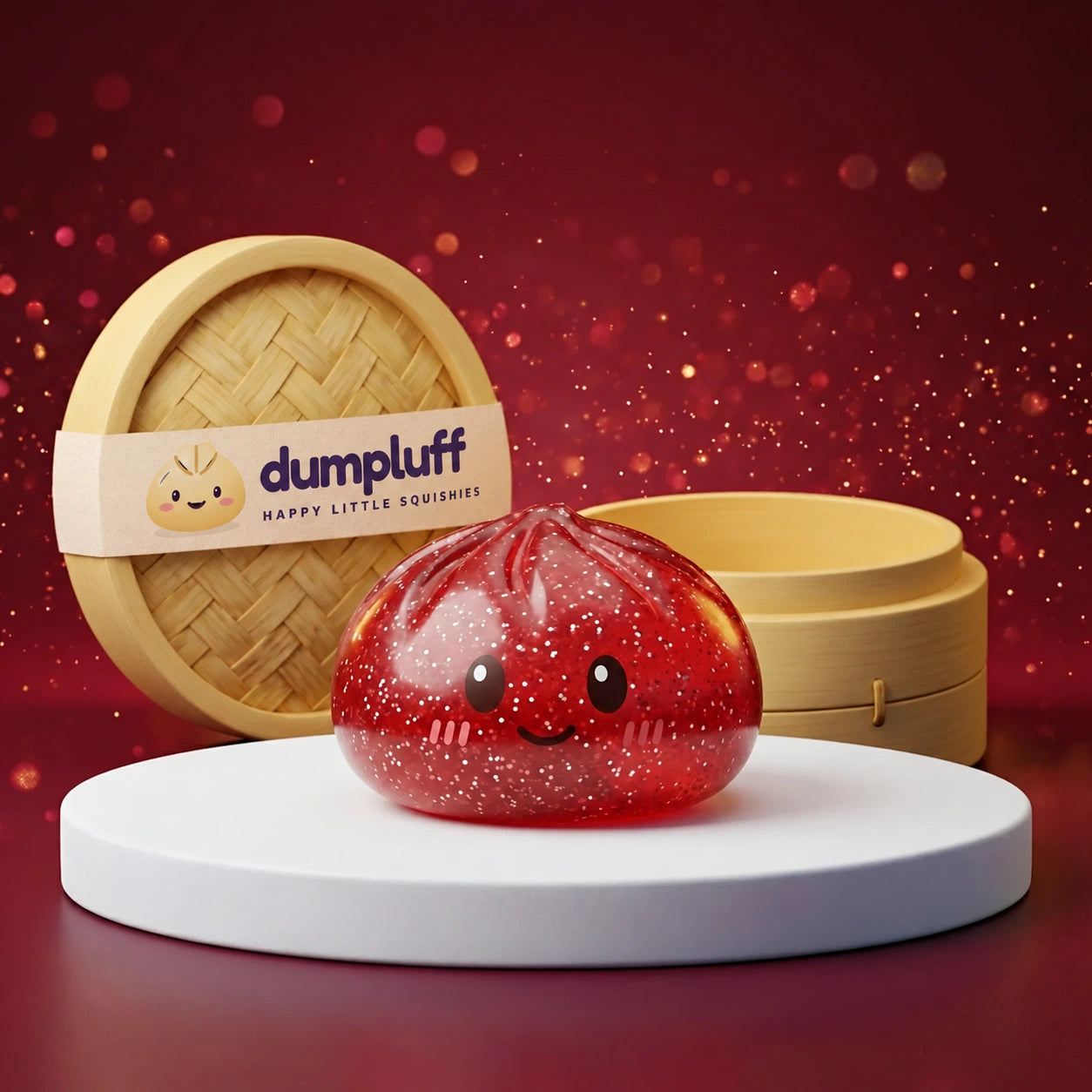 Lucky Red Glitter Dumpling Squishy