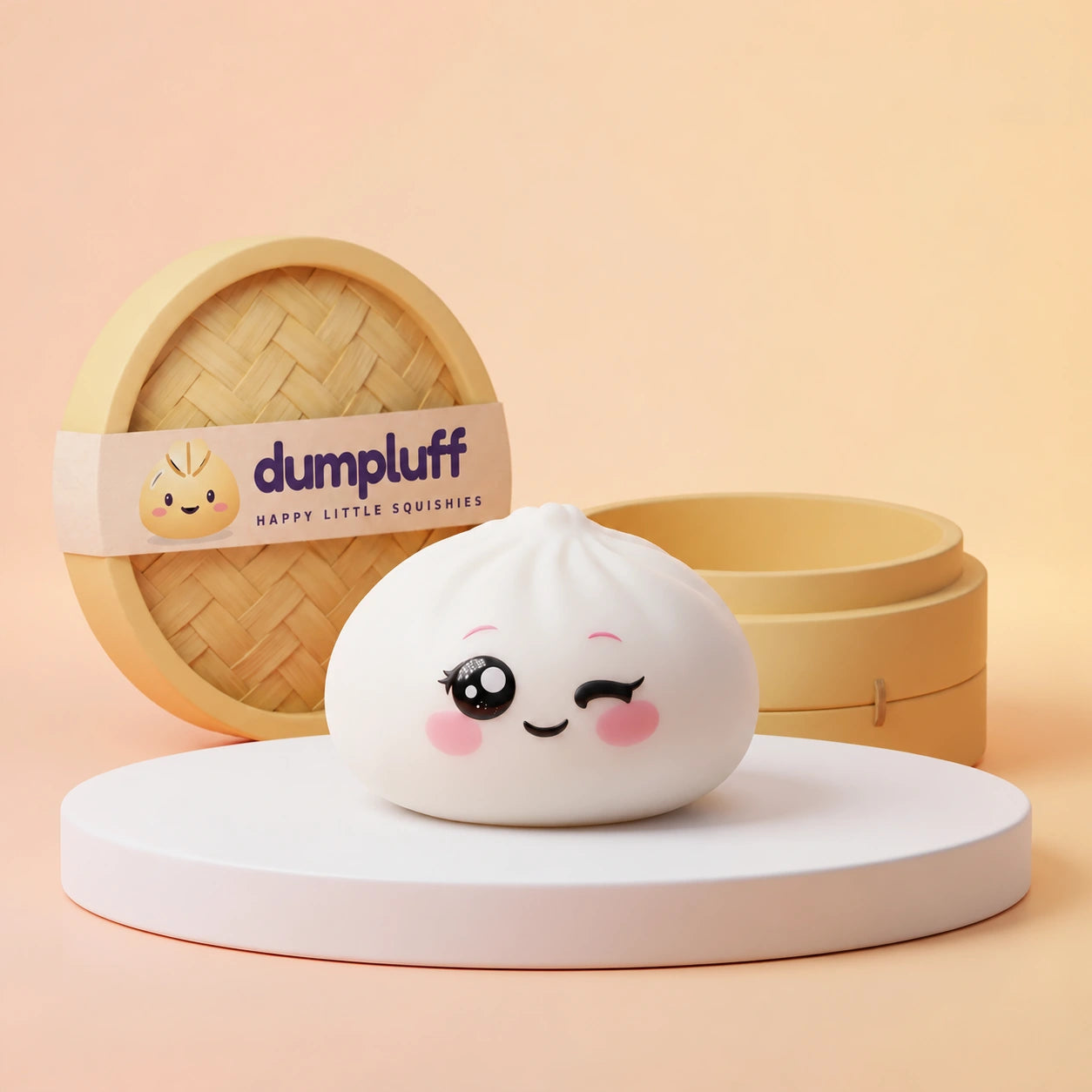 Milky White Wink Dumpling Squishy